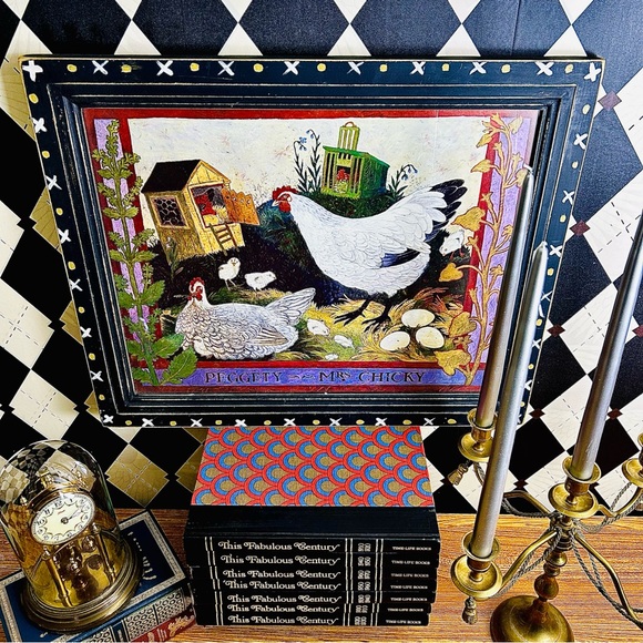 Folk Art British by Anna Pugh “Peggety and Mrs Chicky” Large Scale 23” Framed - Picture 9 of 17